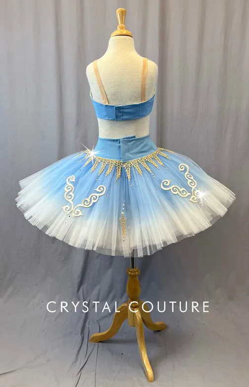 Blue Two Piece Platter Tutu with Rhinestones