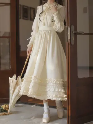 French Vintage Waist Dress Romantic Embroidery Ribbon