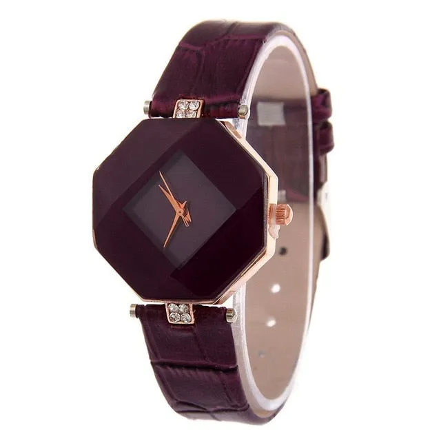 Glamorous Geometric Gem-Cut Women's Watch