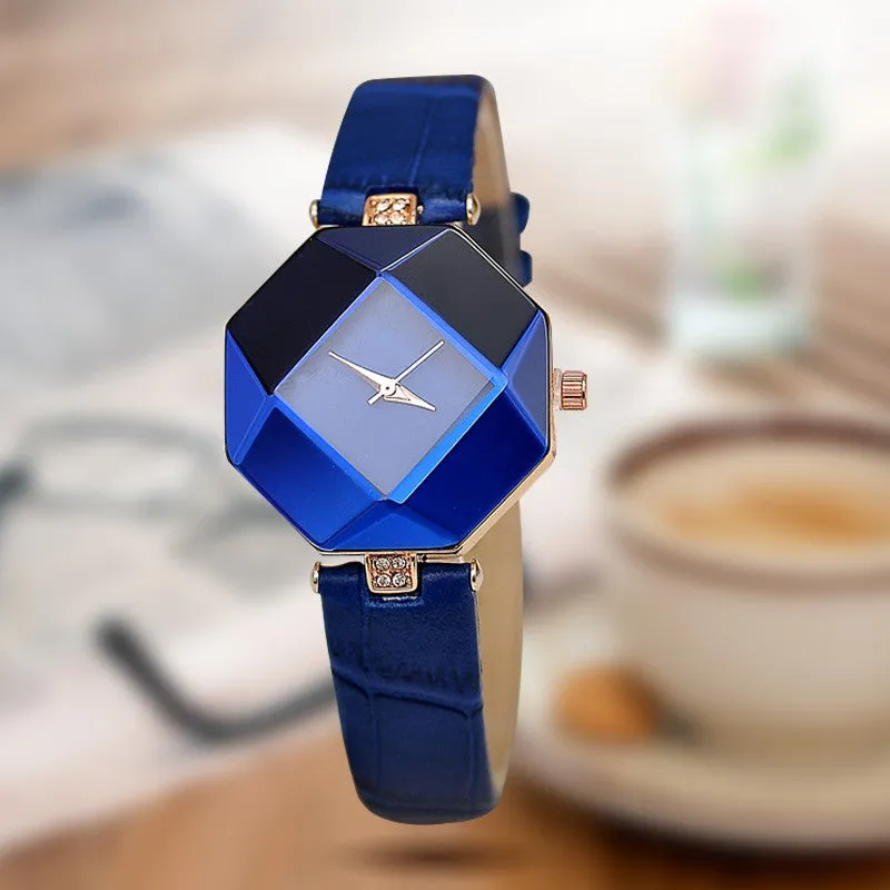 Glamorous Geometric Gem-Cut Women's Watch