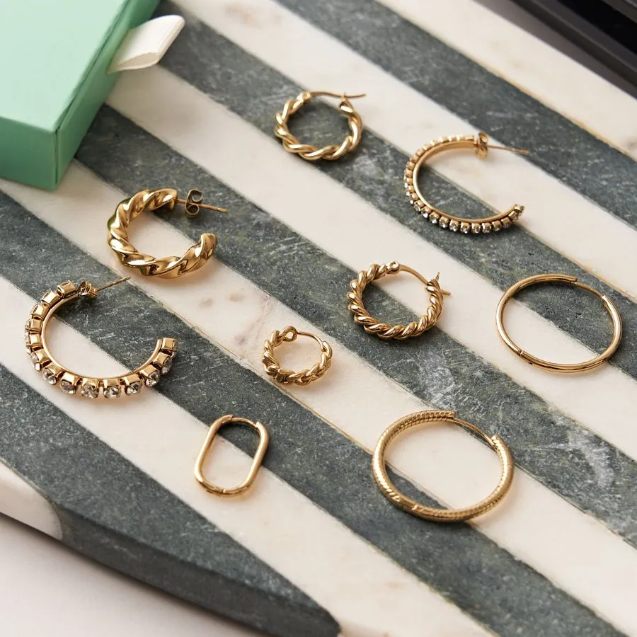 Glamorous Pave Hoop Ohrringe 14K Vergoldet
