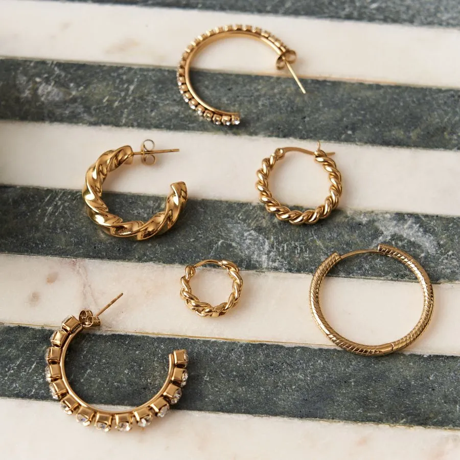 Glamorous Pave Hoop Ohrringe 14K Vergoldet