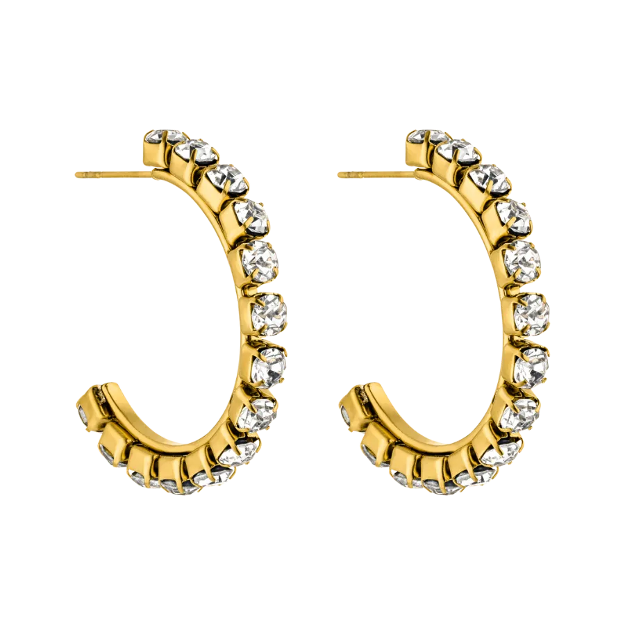 Glamorous Pave Hoop Ohrringe 14K Vergoldet