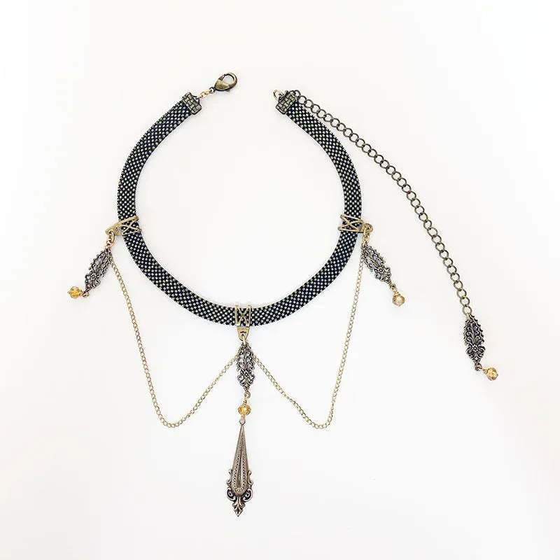 Gothic Victorian Chain Ribbon Choker