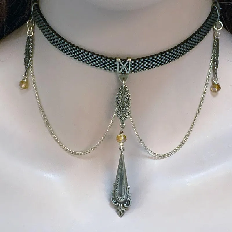 Gothic Victorian Chain Ribbon Choker