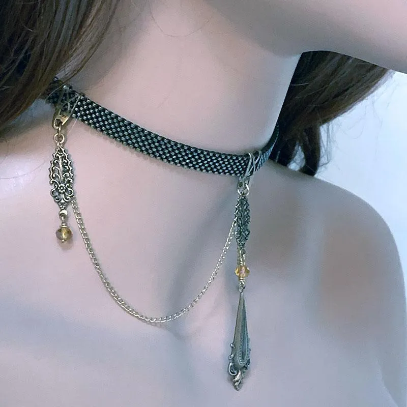 Gothic Victorian Chain Ribbon Choker