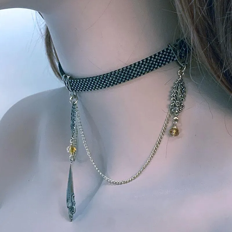 Gothic Victorian Chain Ribbon Choker