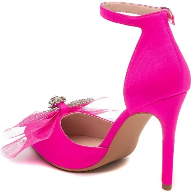 Hot Pink Pointed Toe High Heel Bow Shoes