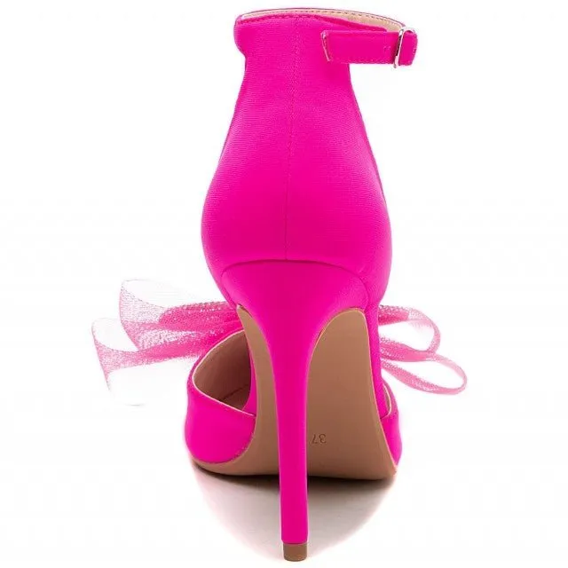 Hot Pink Pointed Toe High Heel Bow Shoes