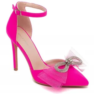 Hot Pink Pointed Toe High Heel Bow Shoes