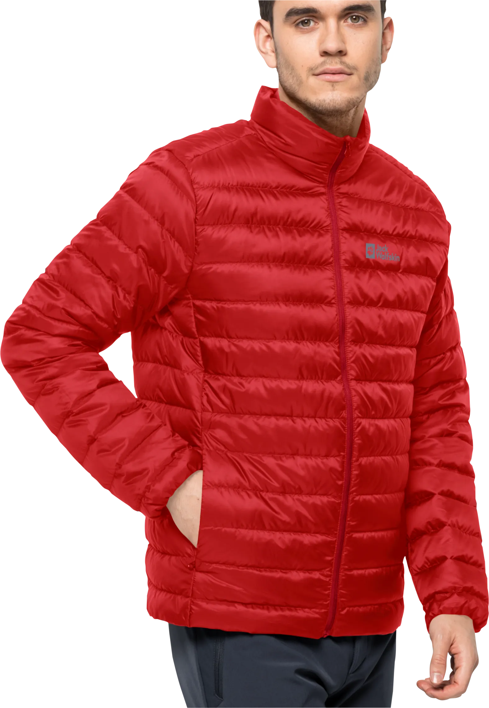 Jack Wolfskin Men&#x27;s Pack &amp; Go Down Jacket Adrenaline Red | Buy Jack Wolfskin Men&#x27;s Pack &amp; Go Down Jacket Adrenaline Red here | Outnorth