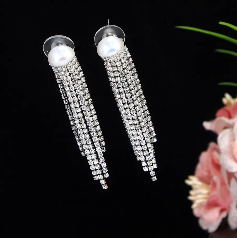 Korean Gold /Rosegold /silver Plated Stone Studded Long Earring