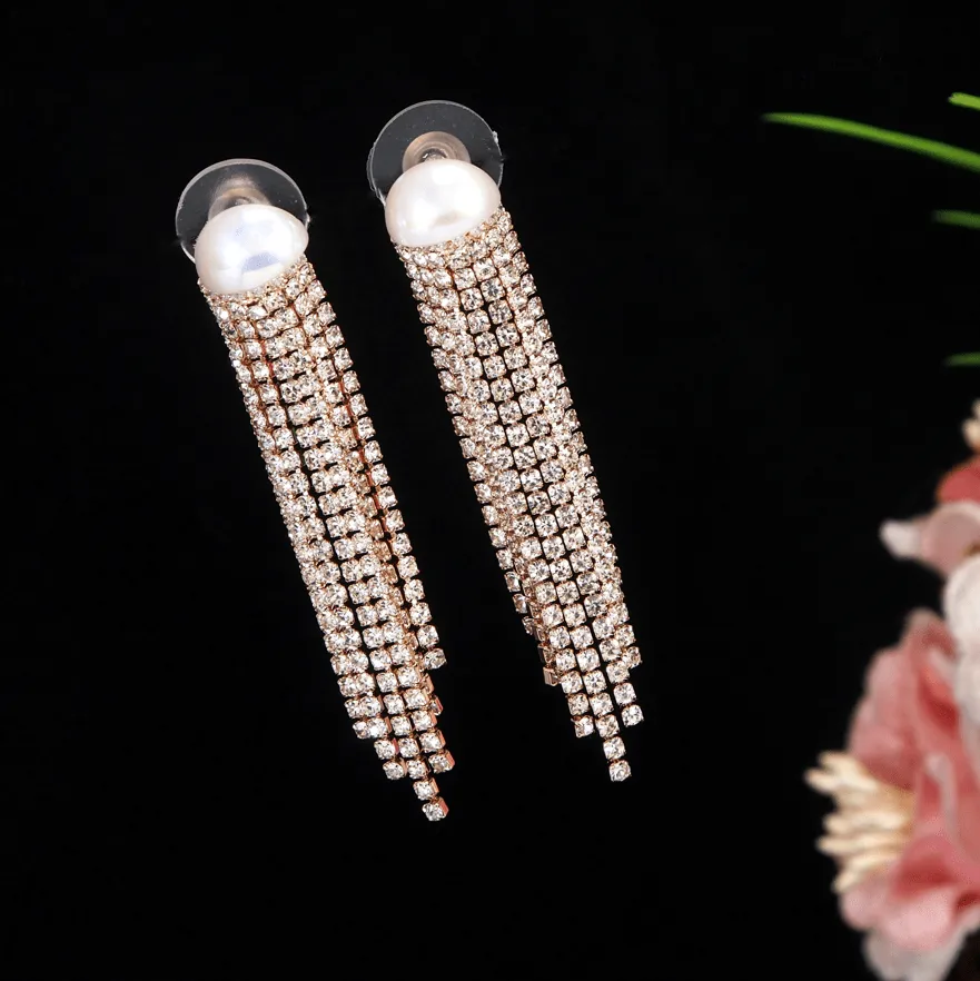 Korean Gold /Rosegold /silver Plated Stone Studded Long Earring