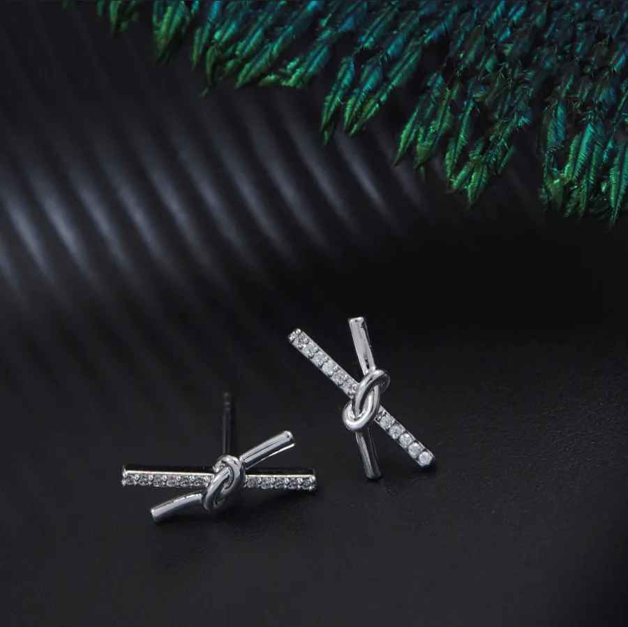 Korean Gold/Rosegold /silver Plated Cross Barbell Stud Earring