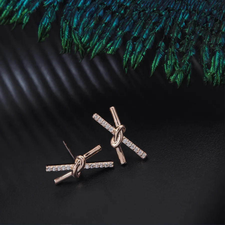 Korean Gold/Rosegold /silver Plated Cross Barbell Stud Earring
