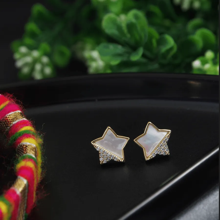 Korean Gold/Rosegold /Silver Plated Star Shaped Stud Earring