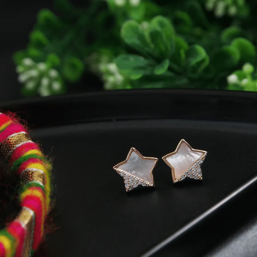 Korean Gold/Rosegold /Silver Plated Star Shaped Stud Earring