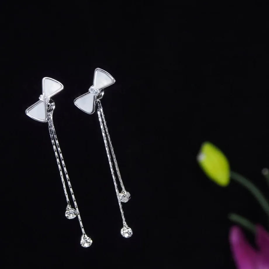 Korean Gold/Silver/Rosegold Plated Bow Shaped Chain Earring