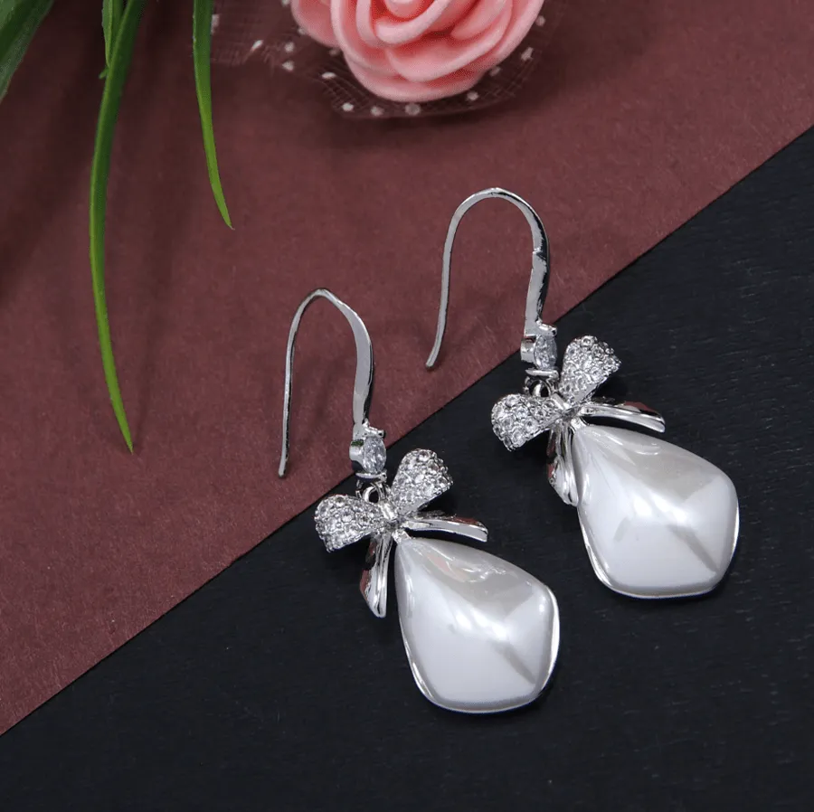 Korean Gold/Silver/Rosegold Plated Geometrical Shaped BowKnot Drop Earring