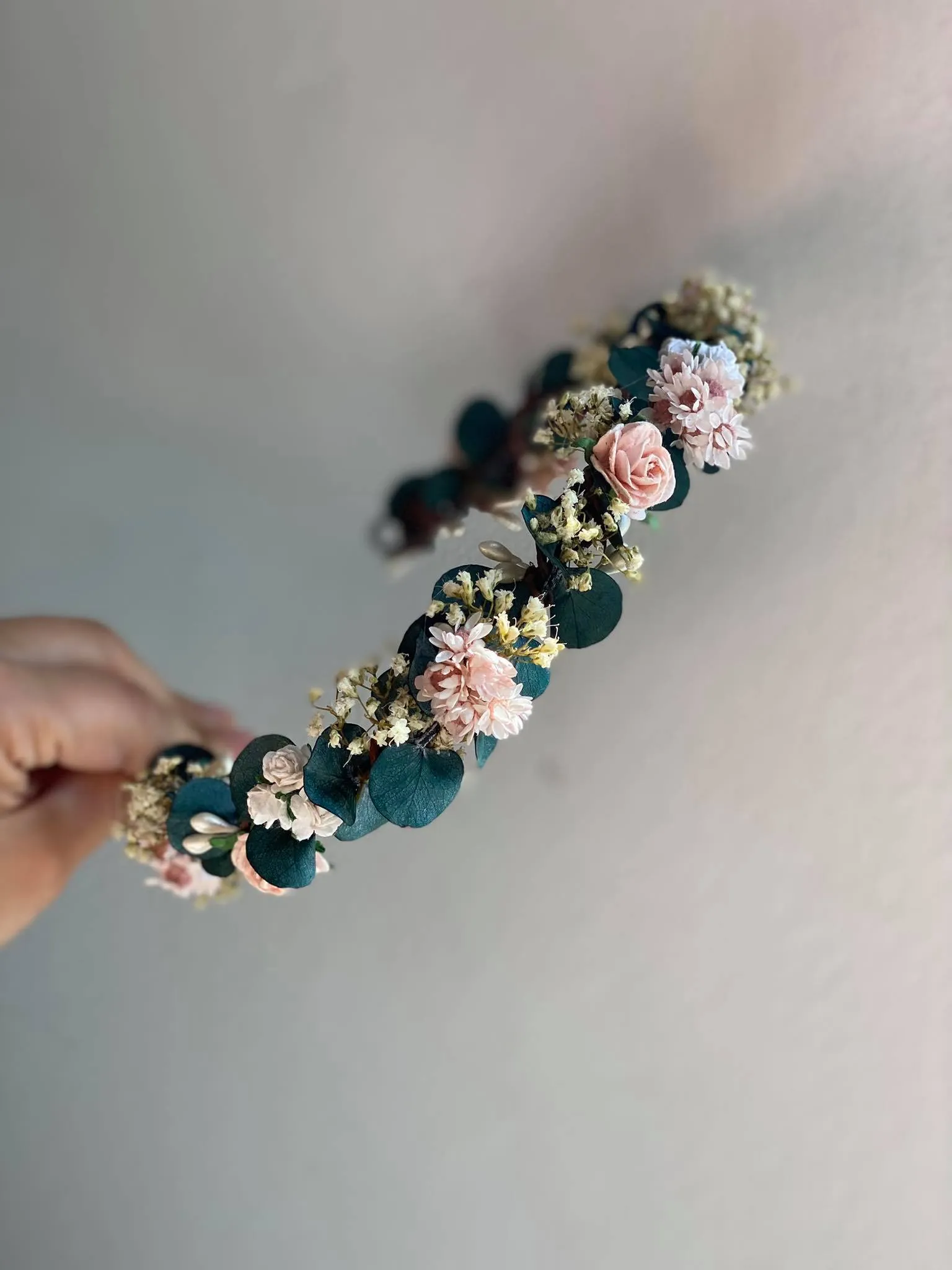 Romantic eucalyptus half wreath