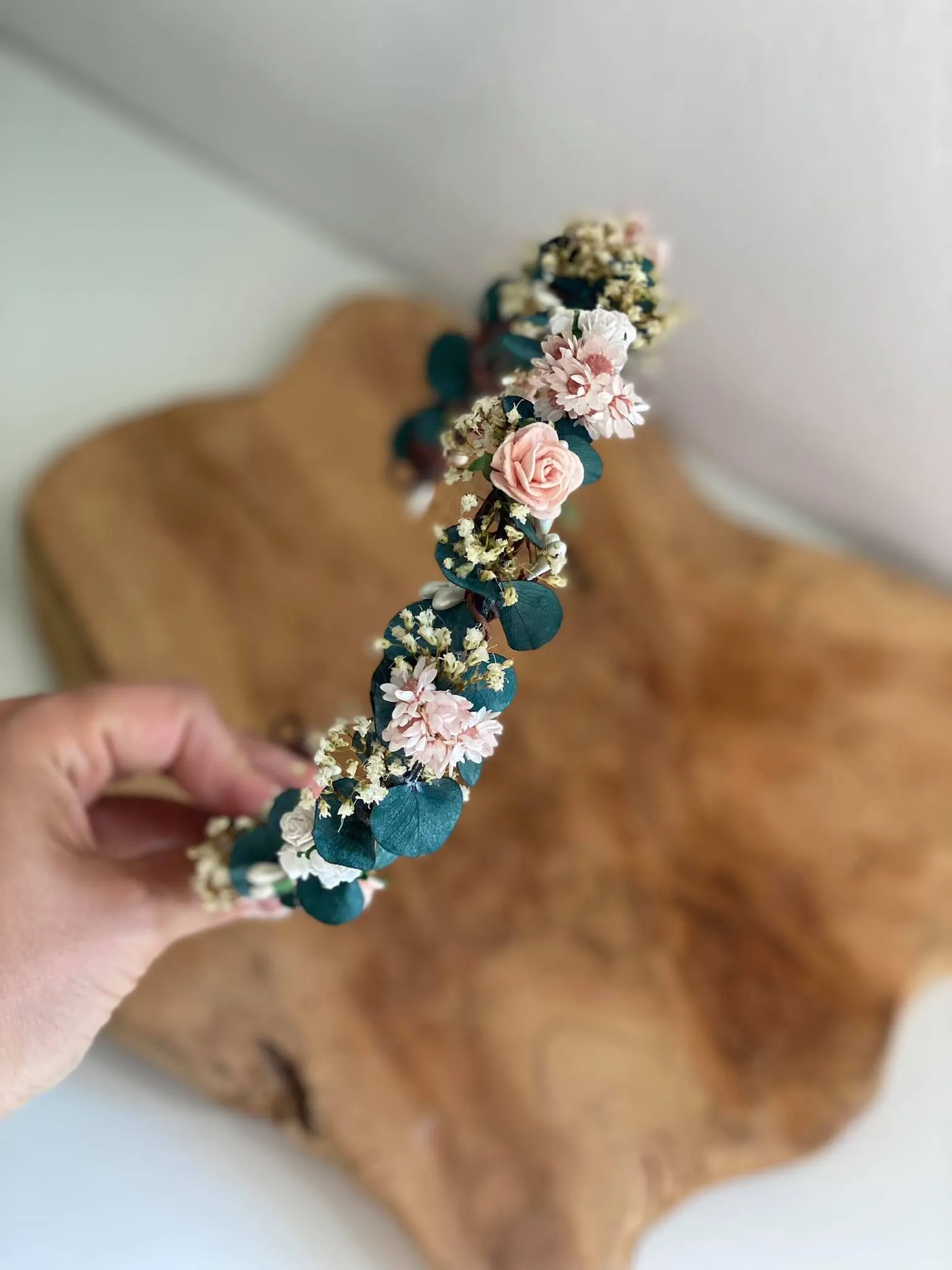 Romantic eucalyptus half wreath