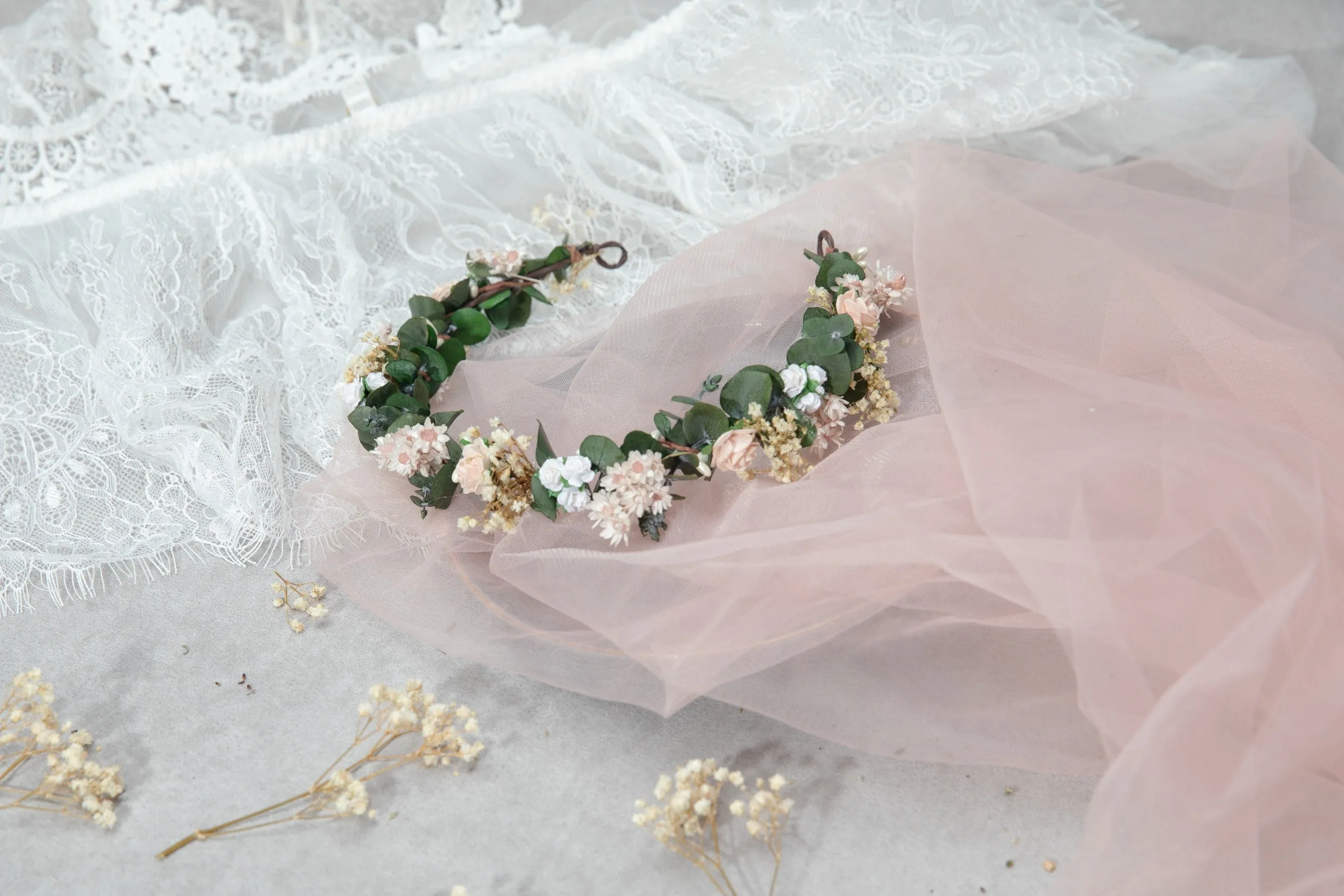 Romantic eucalyptus half wreath