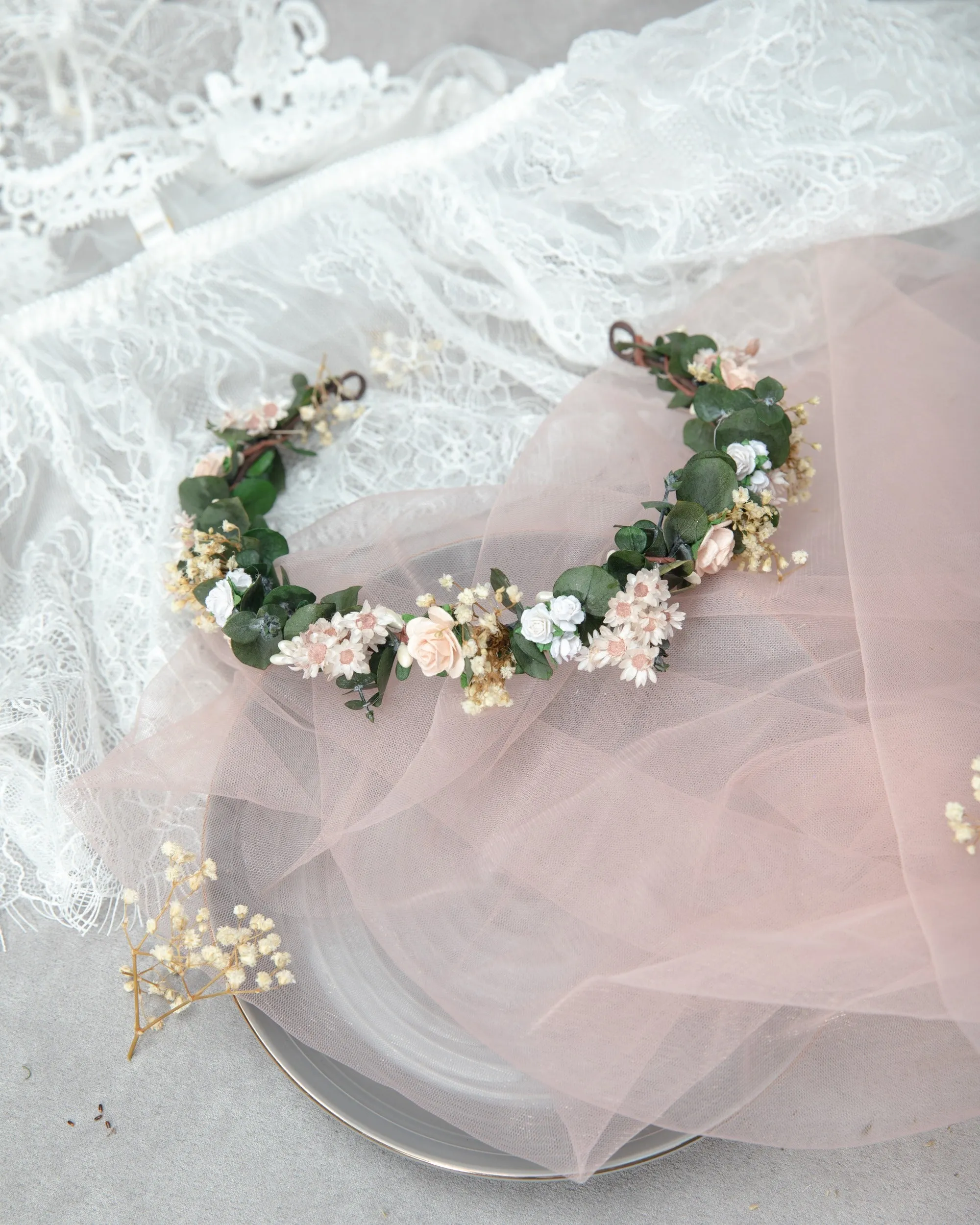 Romantic eucalyptus half wreath