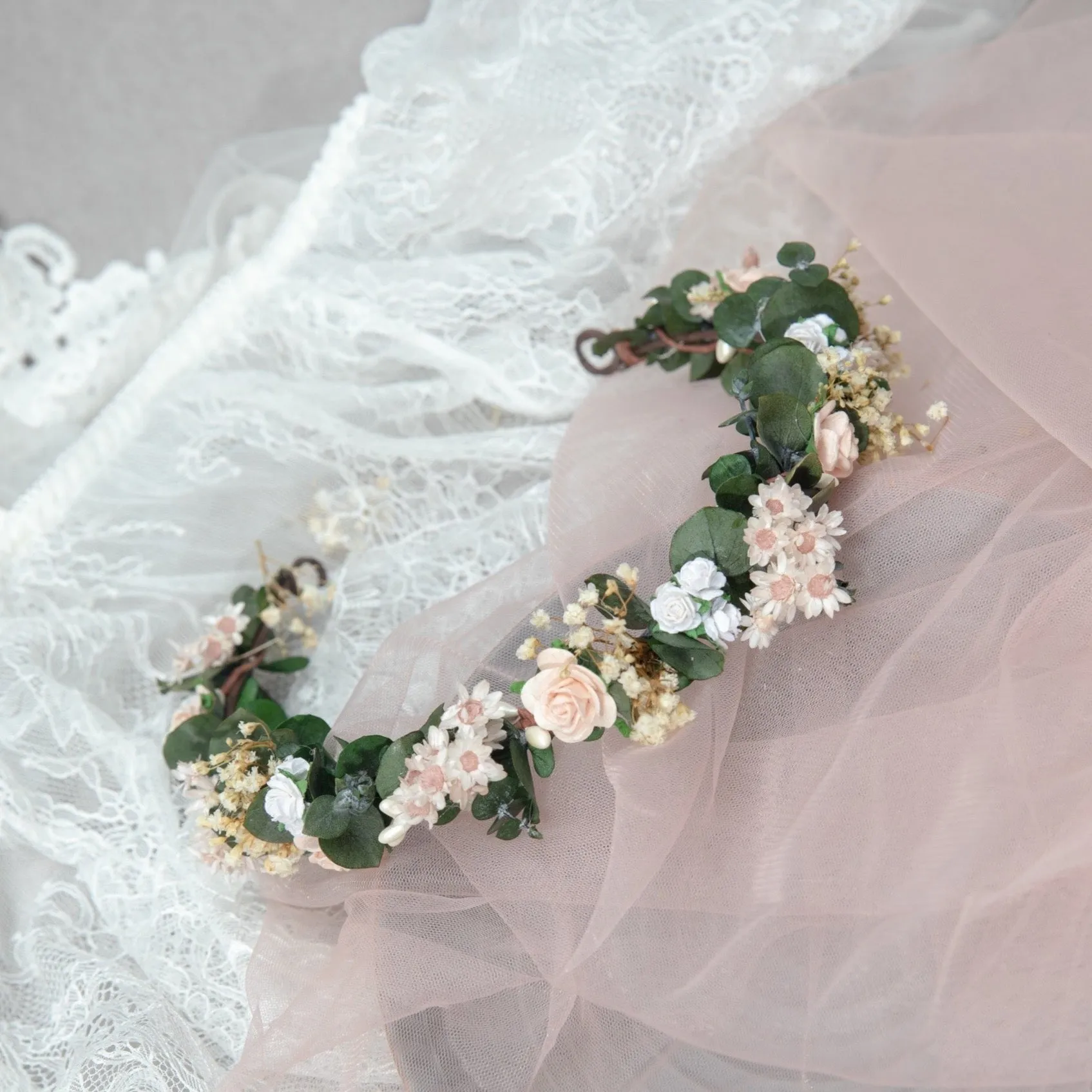 Romantic eucalyptus half wreath