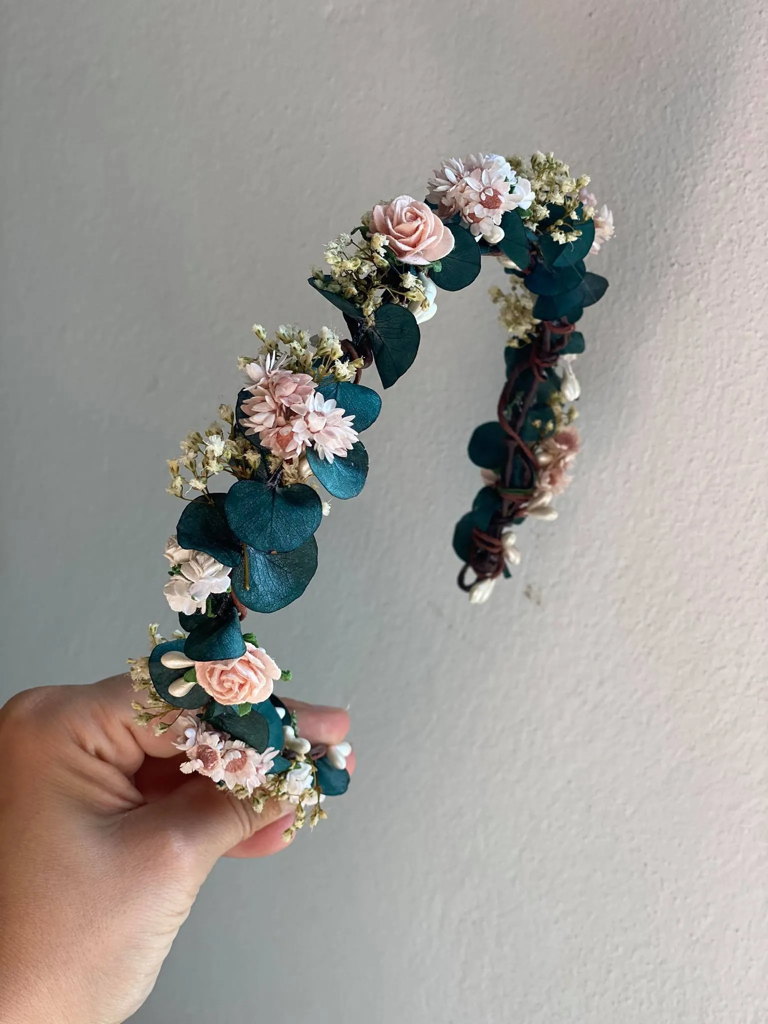 Romantic eucalyptus half wreath