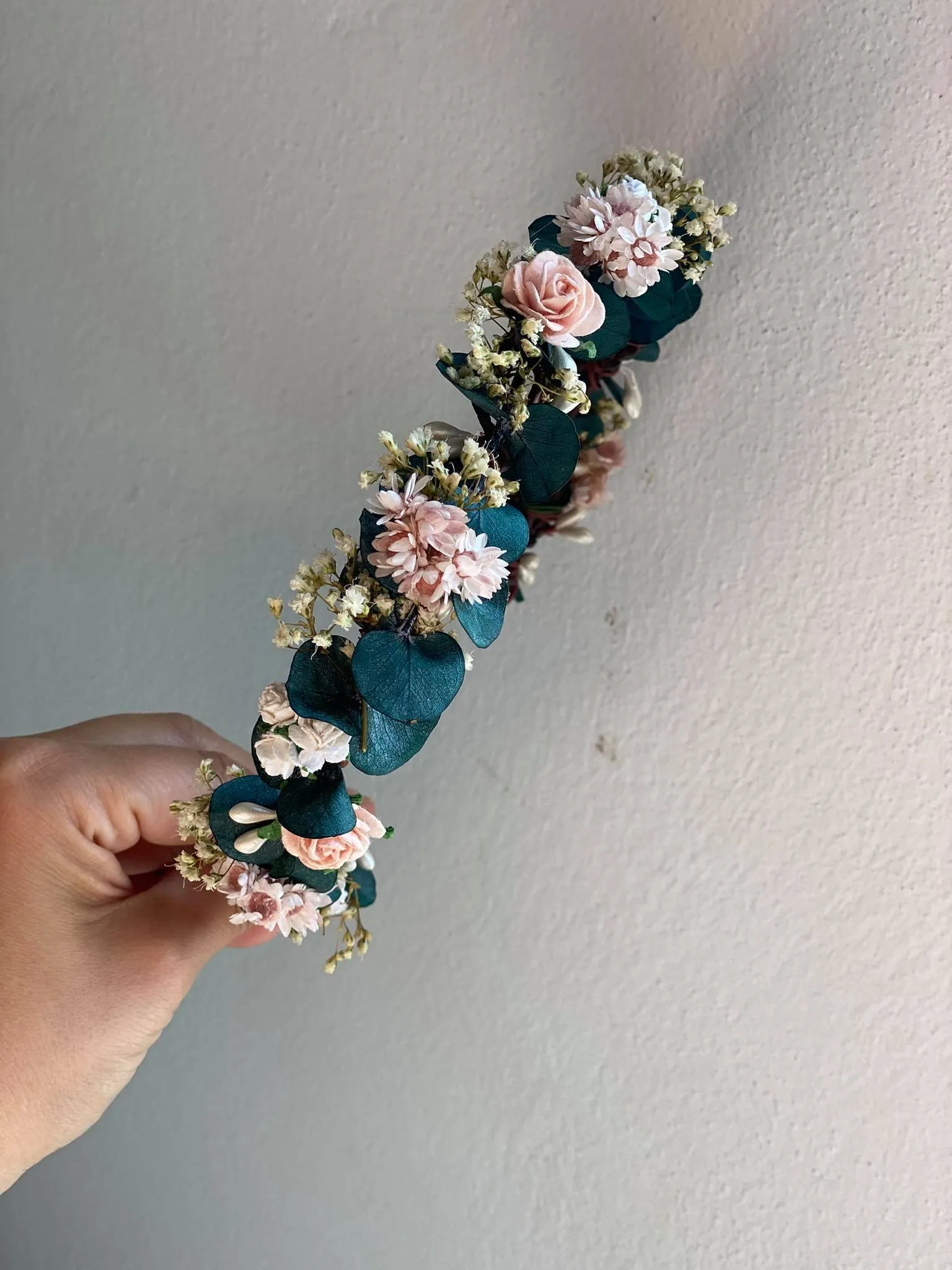 Romantic eucalyptus half wreath