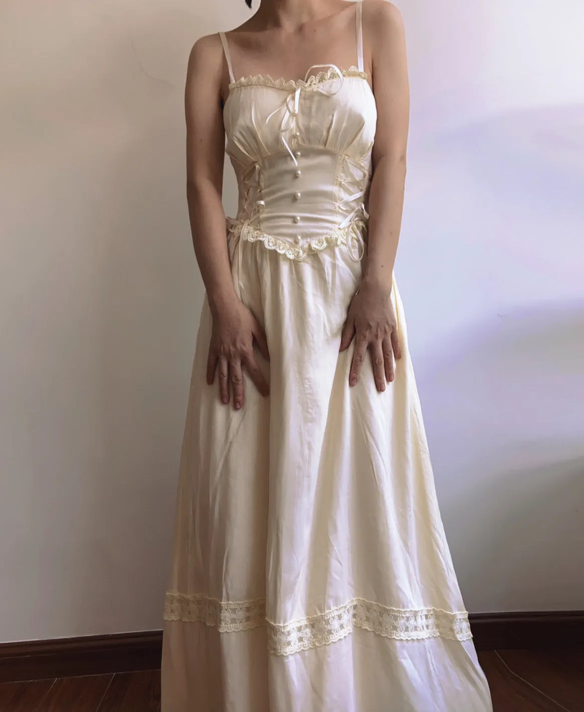 Romantic Lace-up Strap Dress
