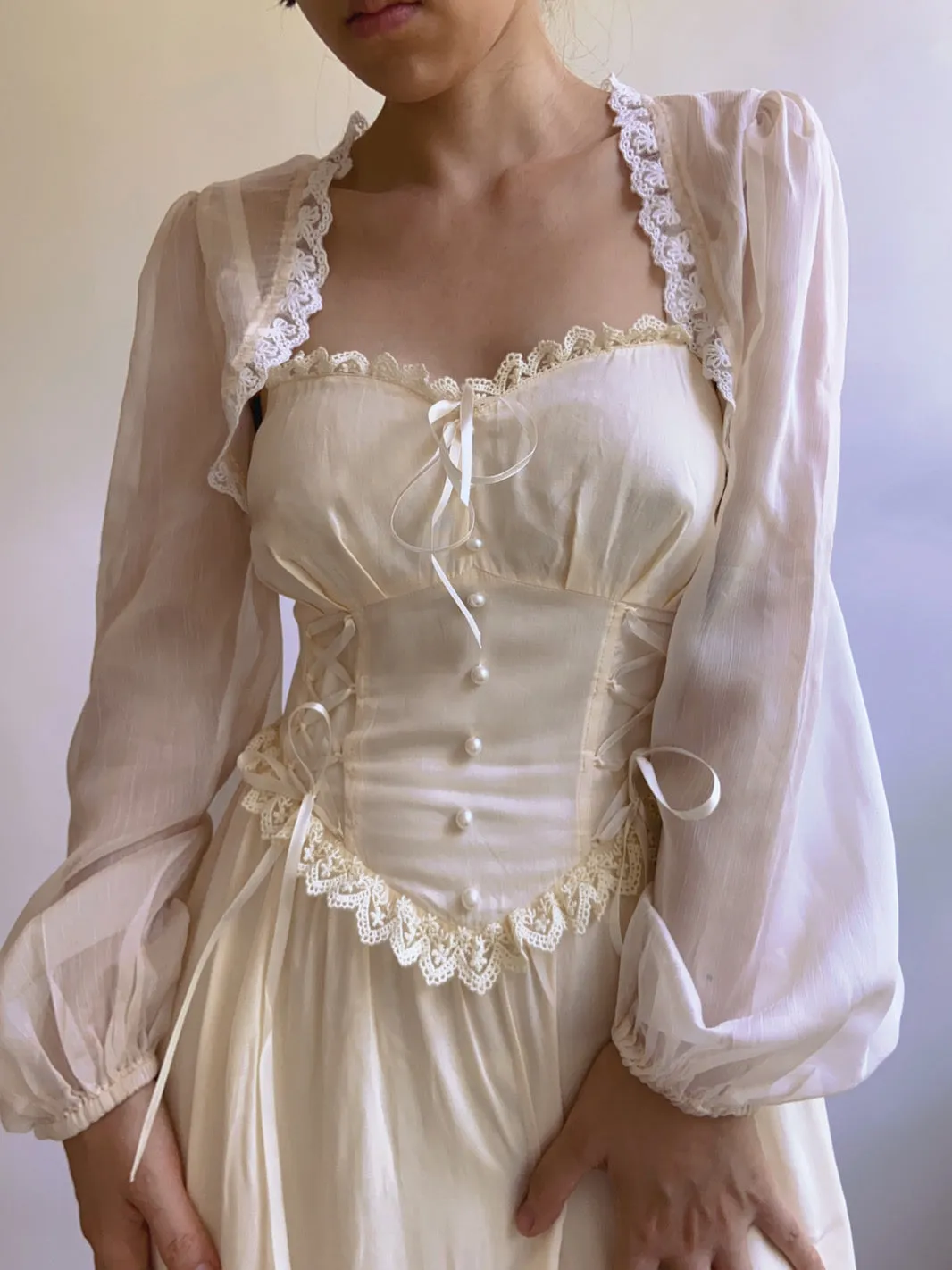 Romantic Lace-up Strap Dress