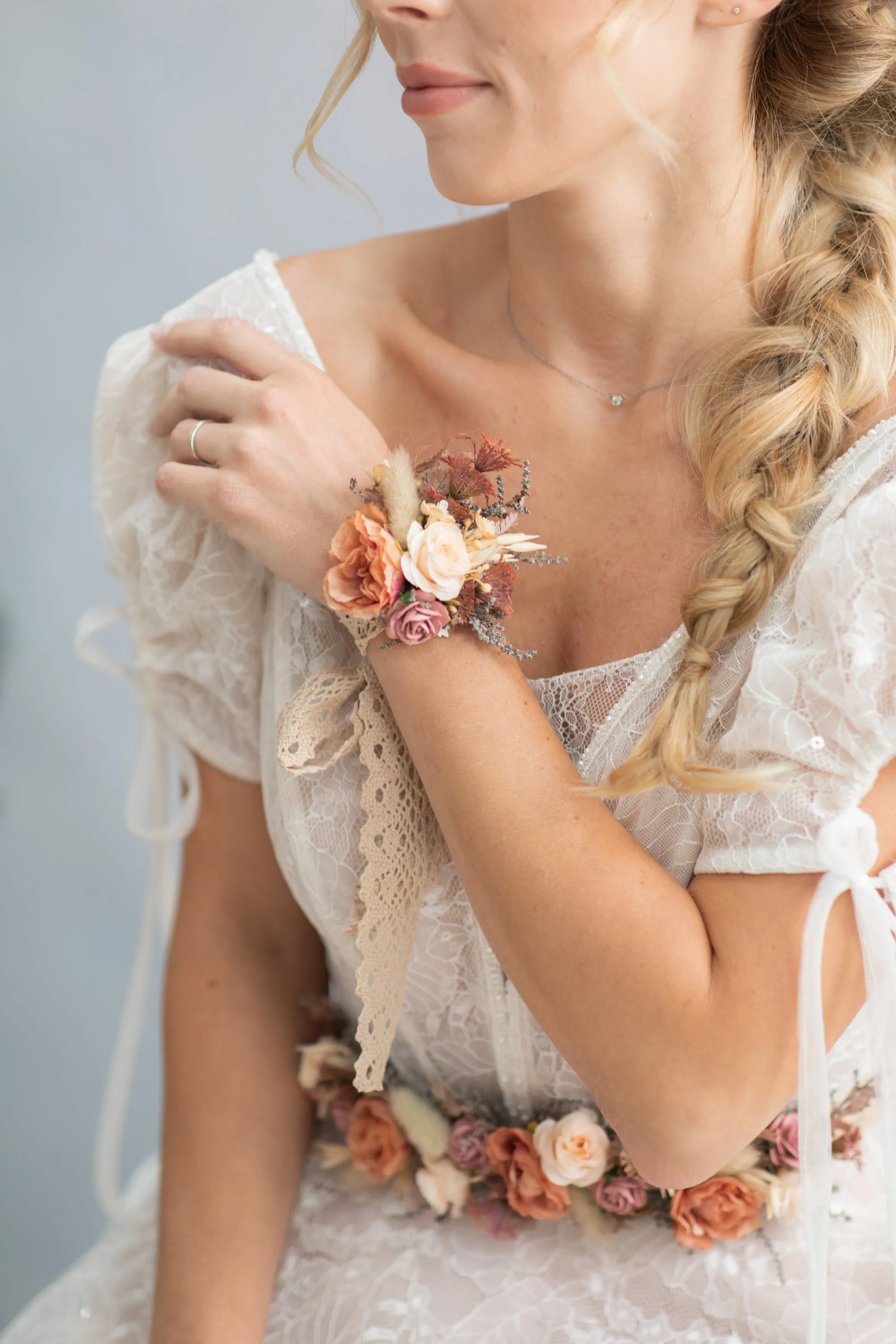 Romantic orange flower bracelet