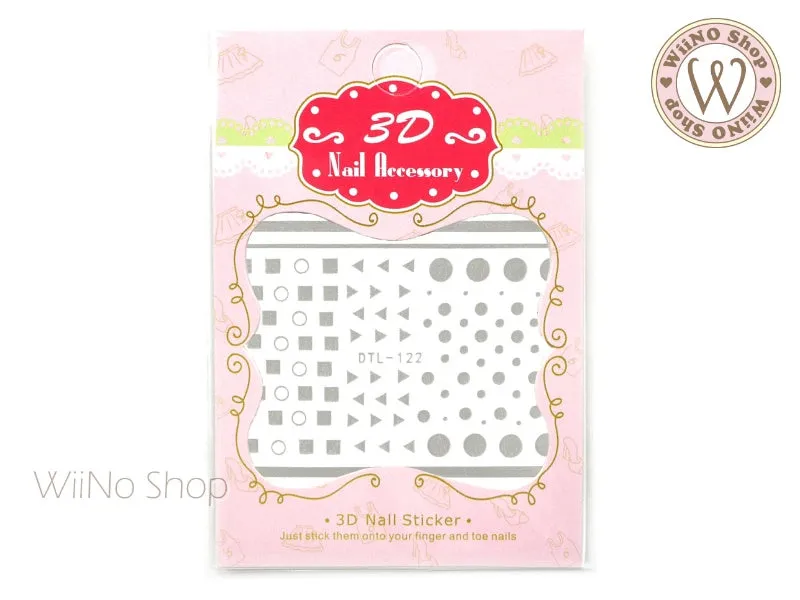 Silver Geometric Shapes Nail Art Sticker - 1 pc (DTL-122S)