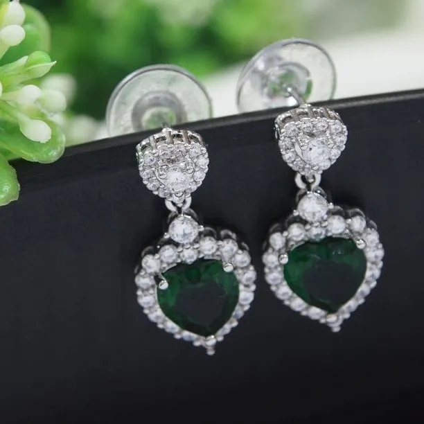 Small Heart Stude Colourful Cubic Zirconia Korean Earring