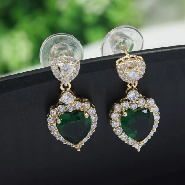 Small Heart Stude Colourful Cubic Zirconia Korean Earring