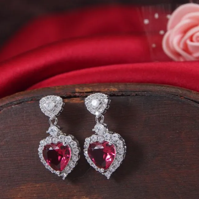 Small Heart Stude Colourful Cubic Zirconia Korean Earring