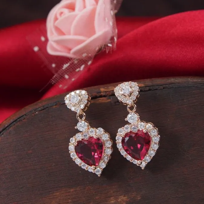 Small Heart Stude Colourful Cubic Zirconia Korean Earring