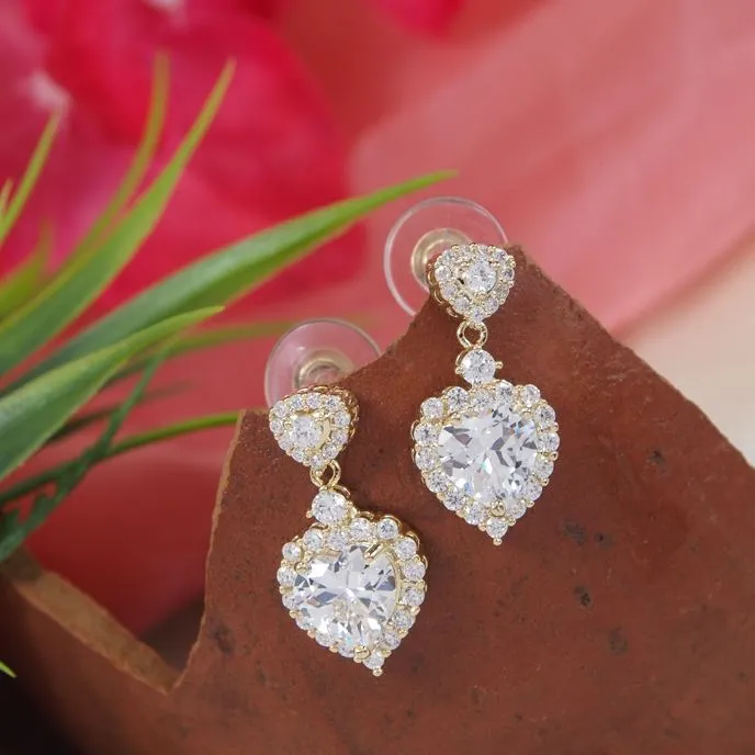 Small Heart Stude Colourful Cubic Zirconia Korean Earring