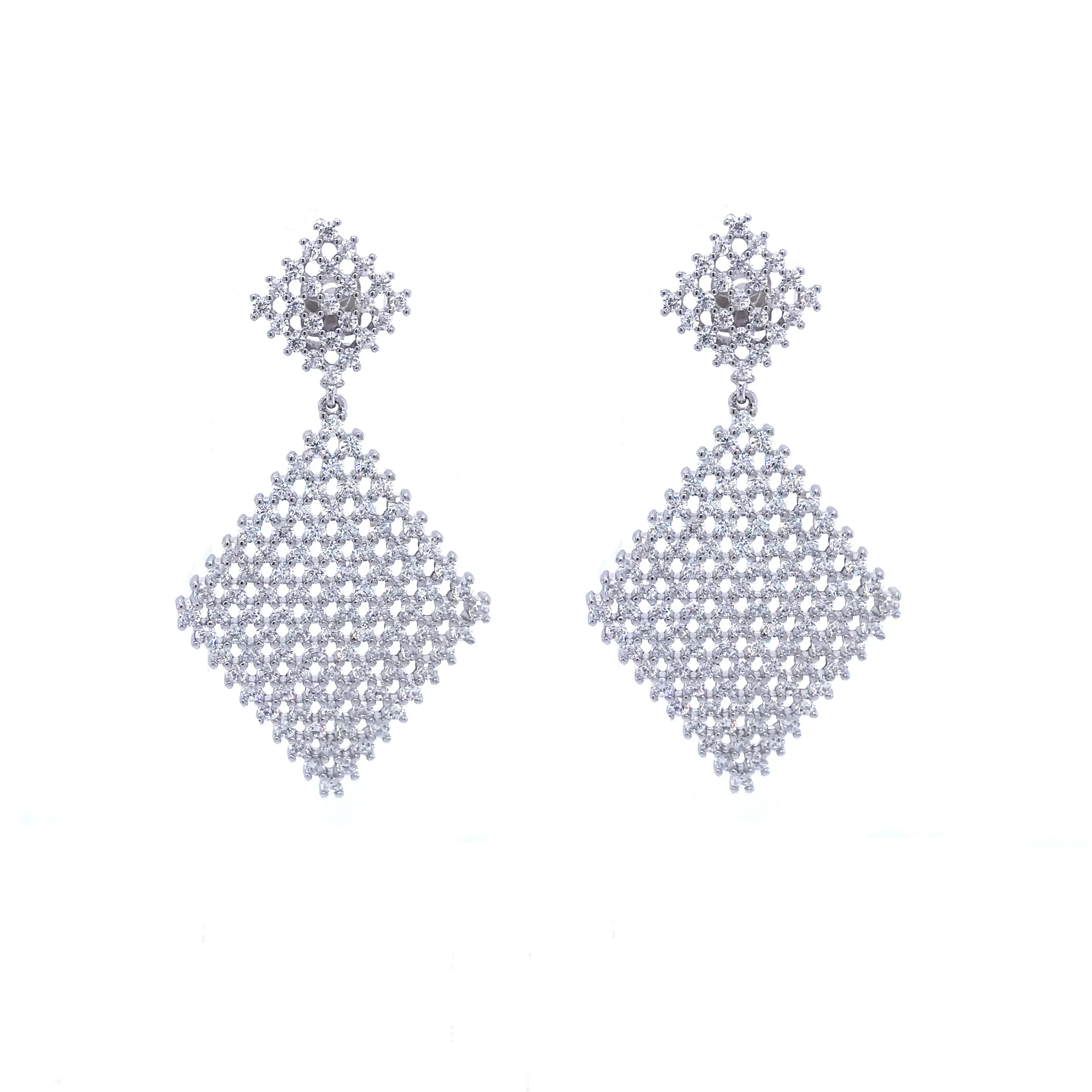 Sterling Silver Double Diamond Shape Earring
