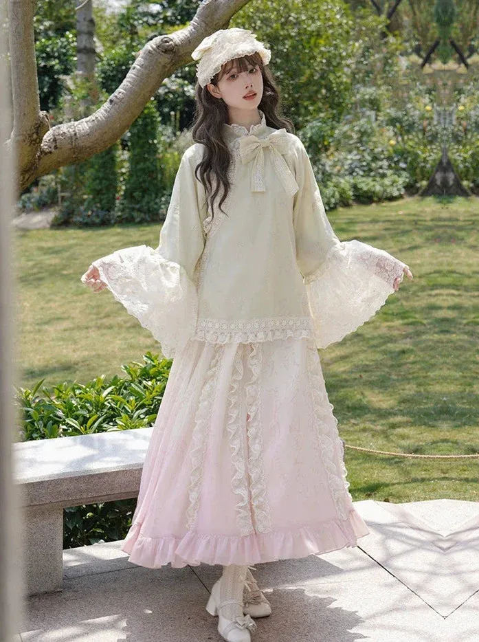 Top Skirt Apron Shawl China Romantic Ribbon Lace Embroidery