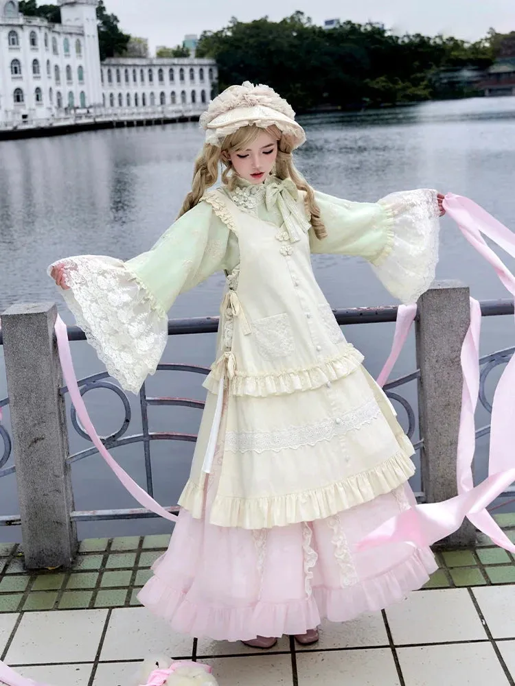 Top Skirt Apron Shawl China Romantic Ribbon Lace Embroidery