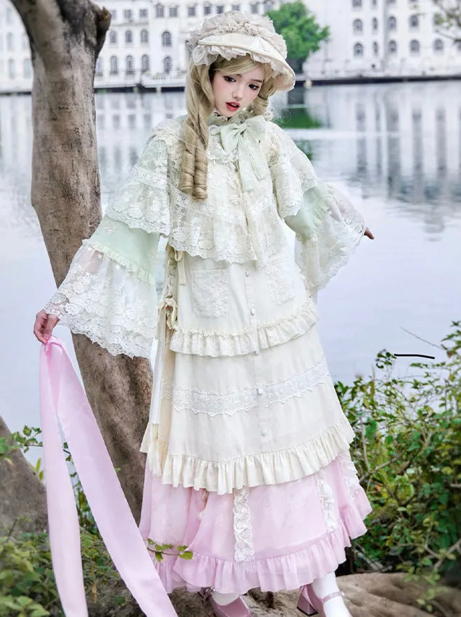 Top Skirt Apron Shawl China Romantic Ribbon Lace Embroidery