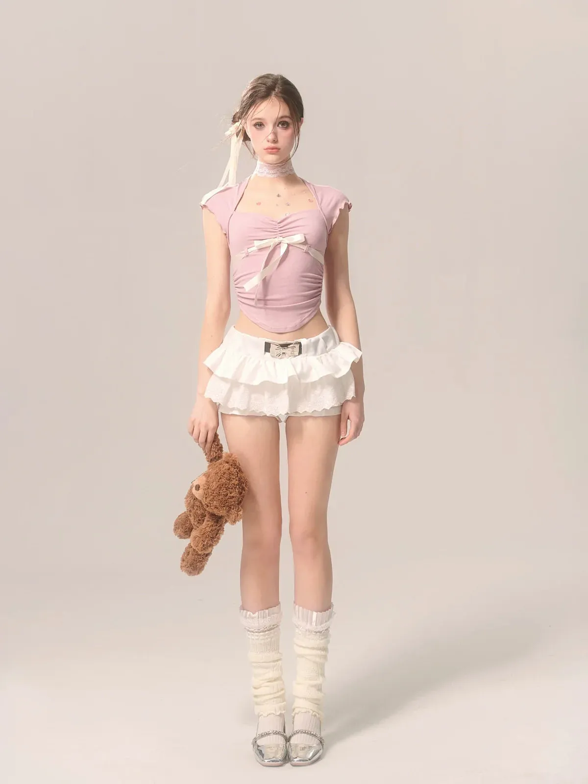 Top Strap Ruffle Romantic Ribbon