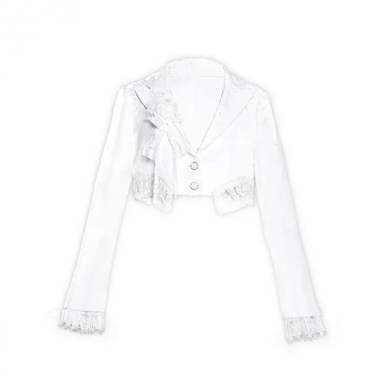 White Fairy Lace Trim Hemline and Cuffs