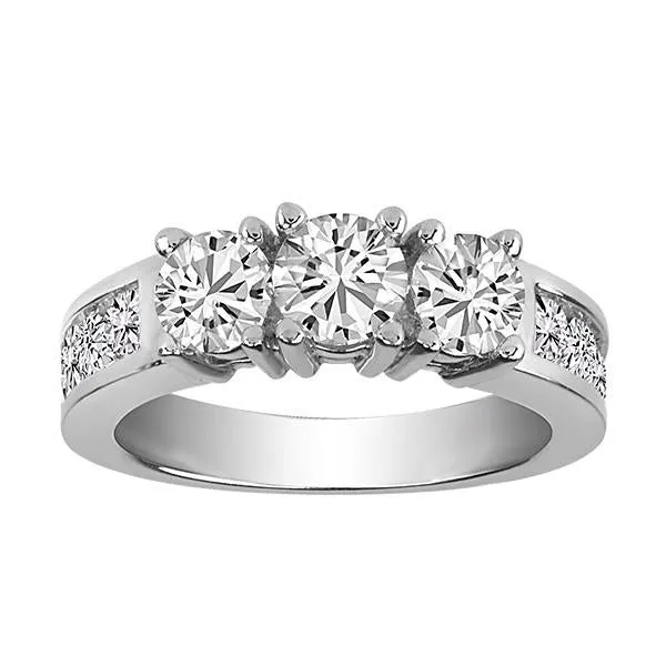 White Gold 2.00 ctw 3 Diamond Engagement Ring